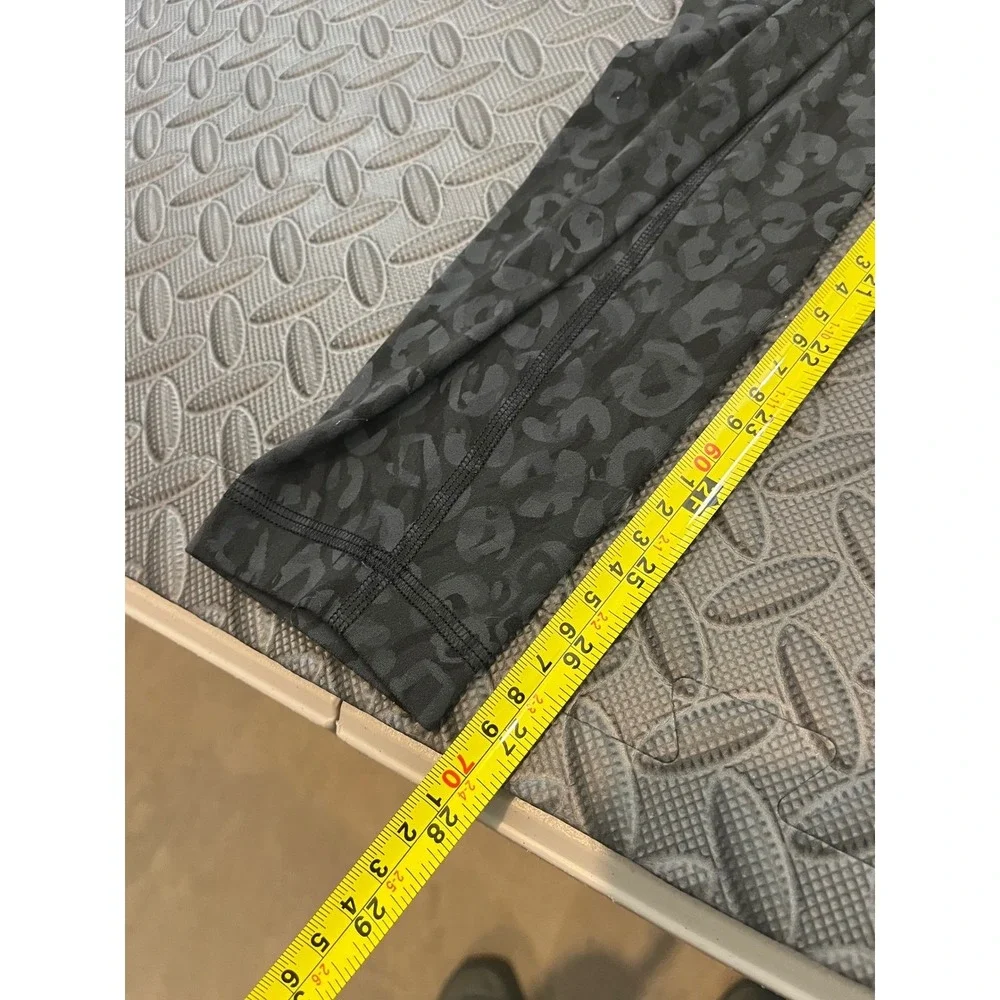 Lululemon Align Leggings 2 Black Gray Leopard Print High Rise 28 Inch Inseam